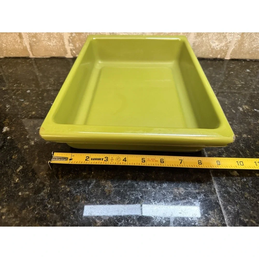 Cathrineholm‎ Lotus Enamelware 14x9 Lasagna Baking Pan Avocado Green Vintage